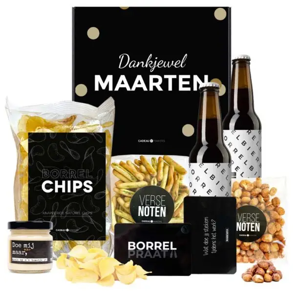 Borrelpakket cadeau gepersonaliseerd