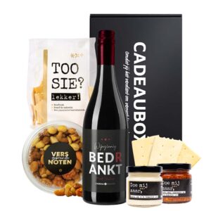 Bedankt wijnpakket | Cadeaubox Wijnzinnig Bedrankt wijn + snacks