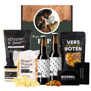 Borrelpakket met sleeve met eigen foto | Drankjes naar keuze | Vaderdag