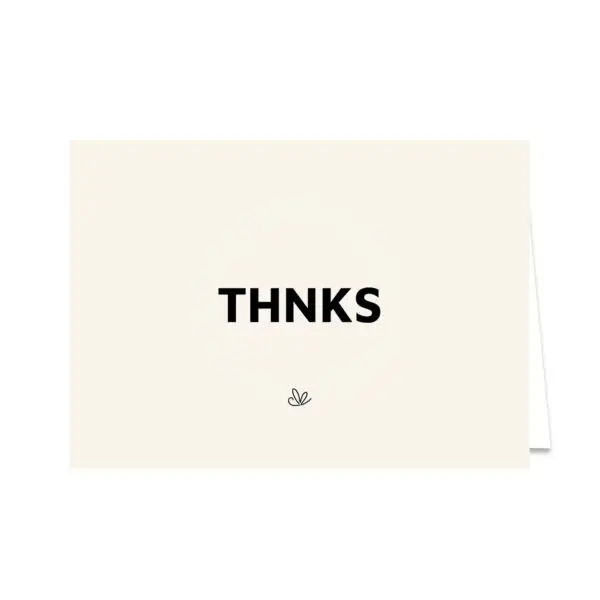 Kaart liggend "THNKS"
