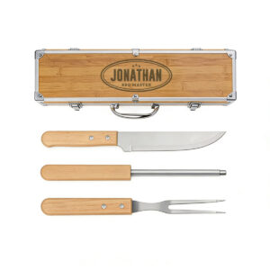 BBQ gereedschap set in koffer (3-delig) | Gegraveerd met eigen tekst